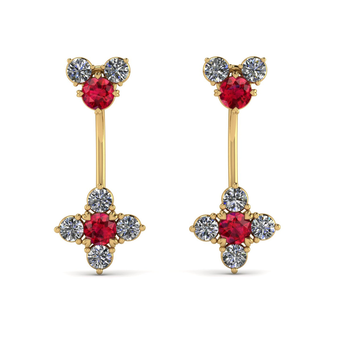 Hanging Ruby Compass Earrings - Brittany No. 10