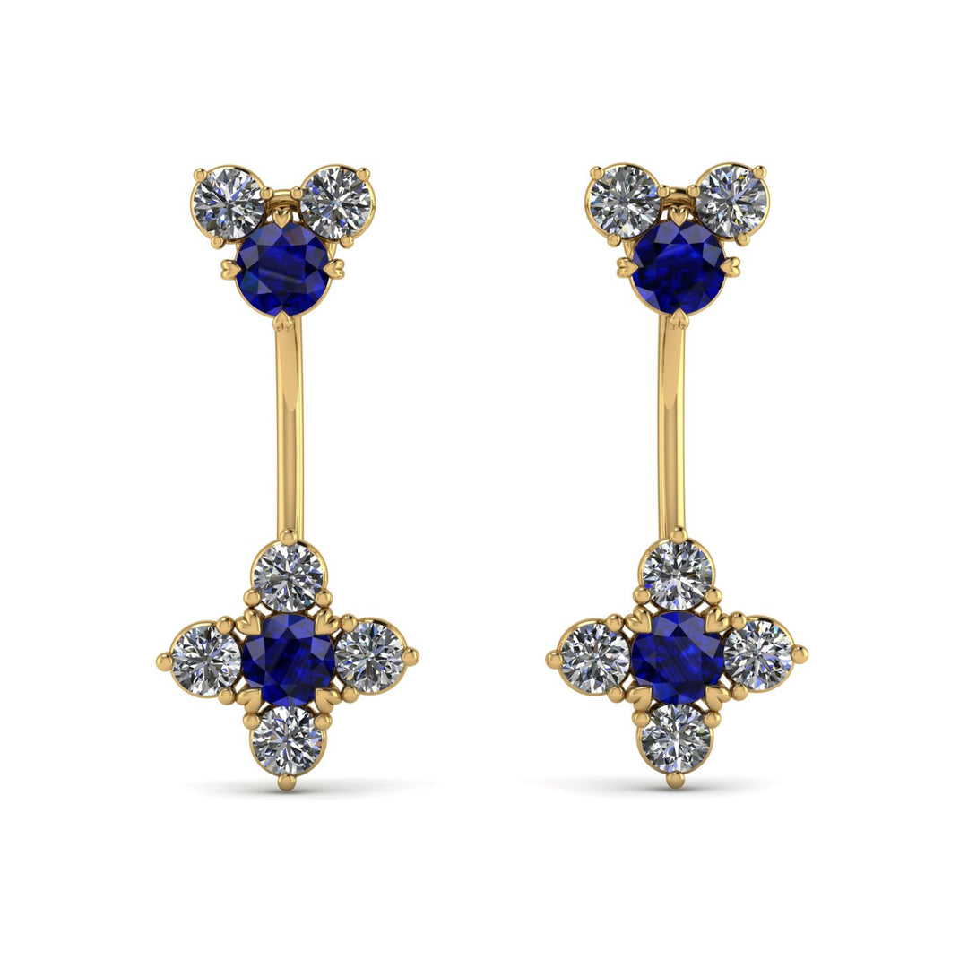 Hanging Sapphire Compass Earrings - Brittany No. 13