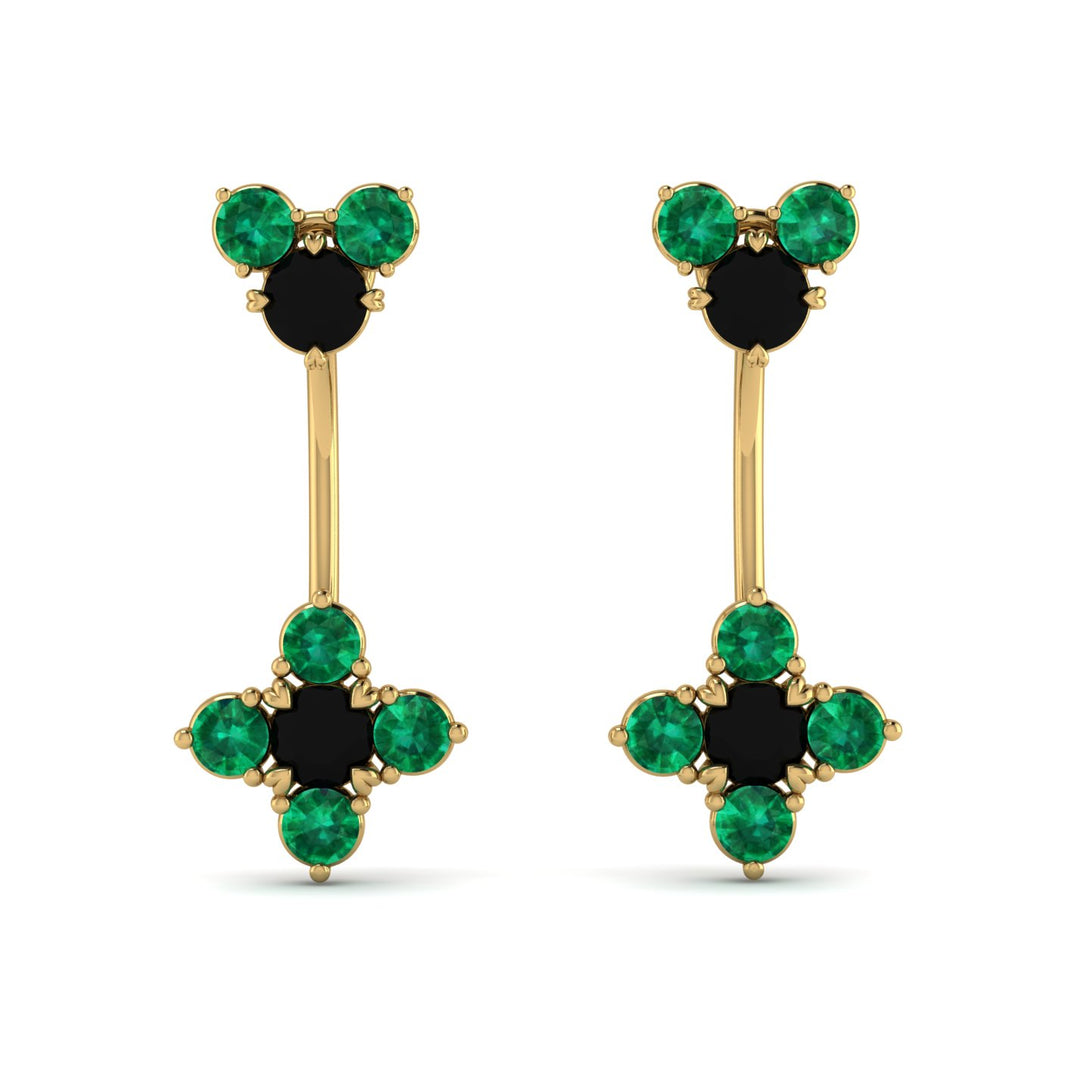 Hanging Black Diamond Compass Earrings - Brittany No. 22