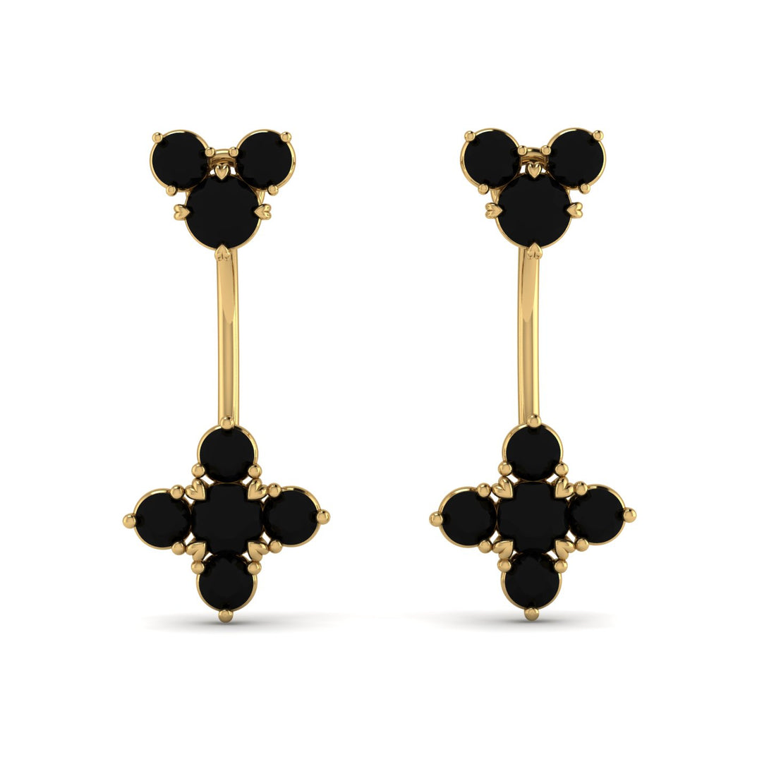 Hanging Black Diamond Compass Earrings - Brittany No. 37