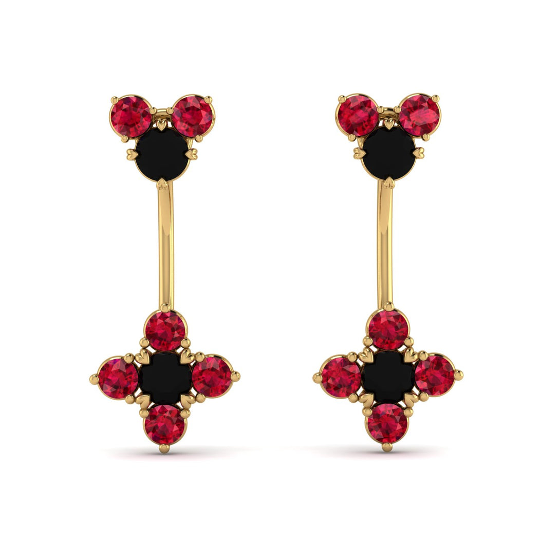 Hanging Black Diamond Compass Earrings - Brittany No. 52