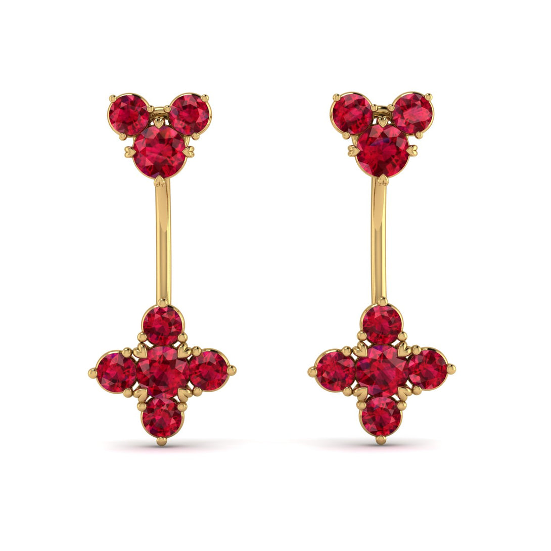 Hanging Ruby Compass Earrings - Brittany No. 55