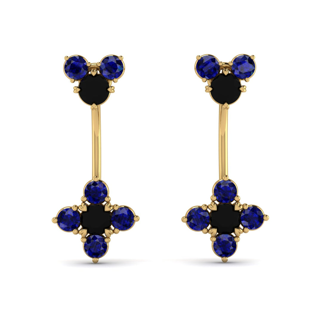 Hanging Black Diamond Compass Earrings - Brittany No. 67