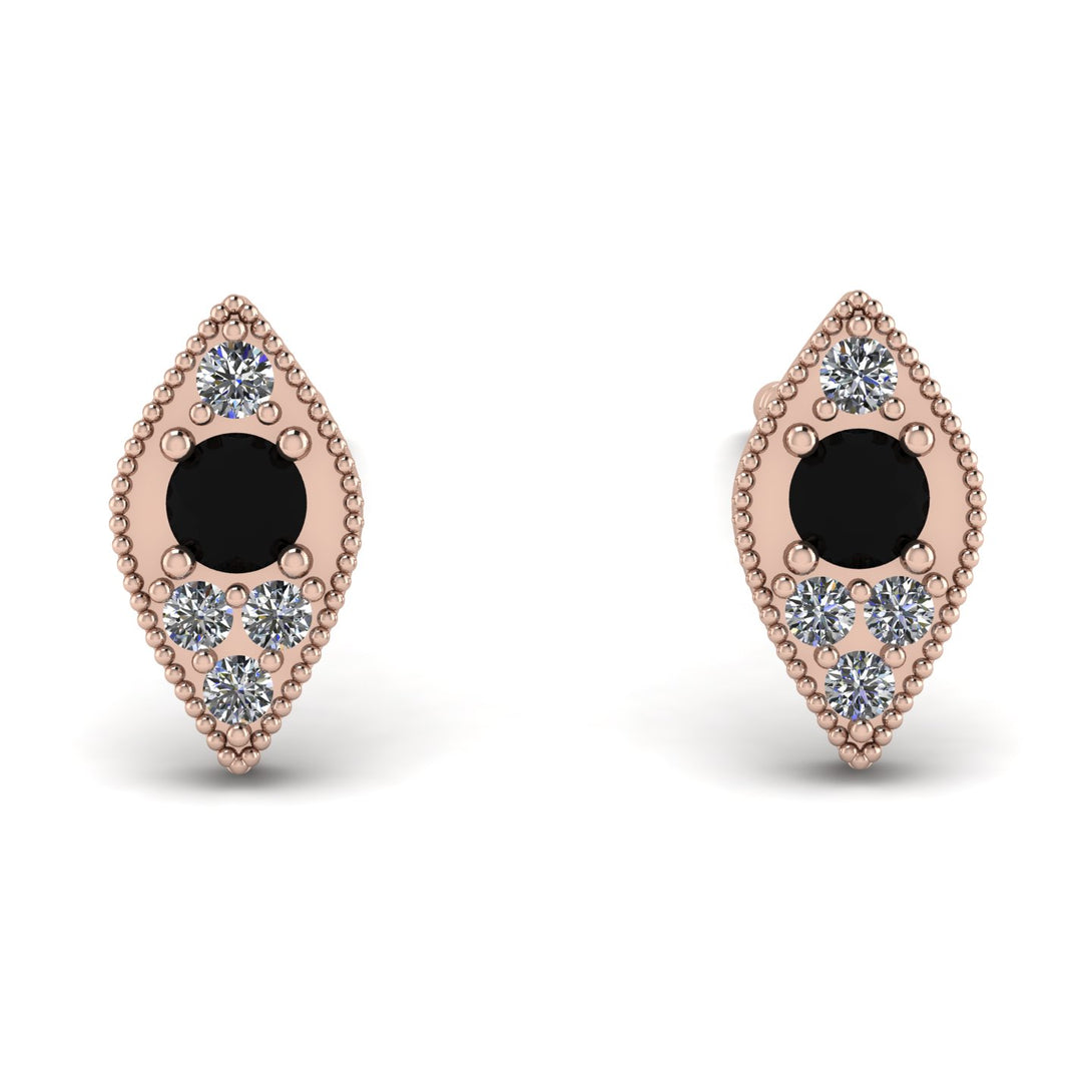 Milgrain Marquise Black Diamond Earrings - Faye No. 8