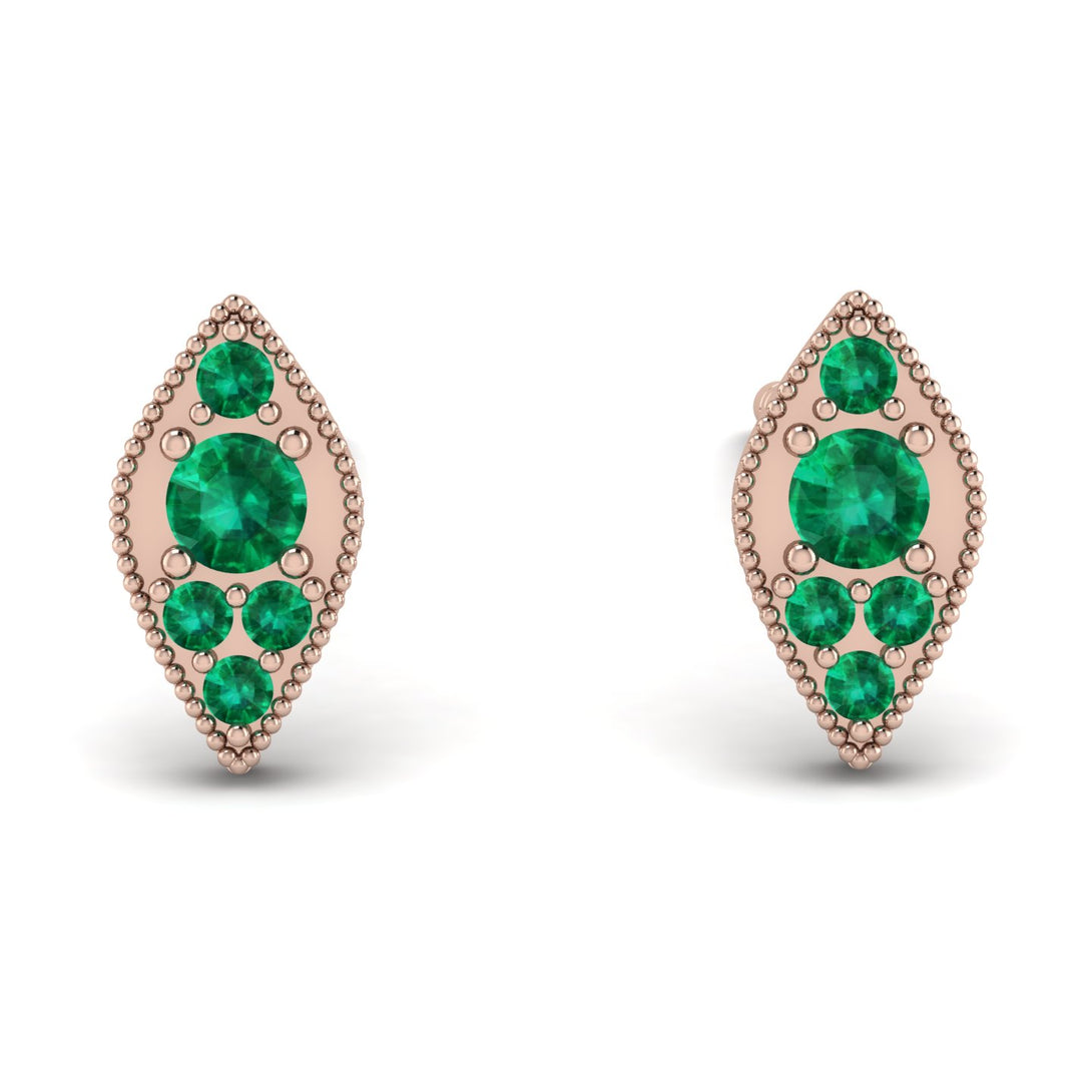 Milgrain Marquise Emerald Earrings - Faye No. 20