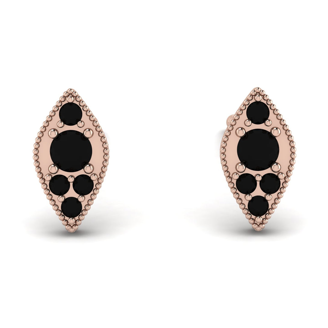 Milgrain Marquise Black Diamond Earrings - Faye No. 38