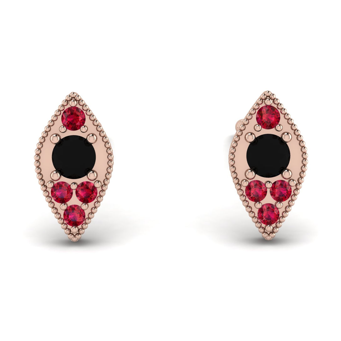 Milgrain Marquise Black Diamond Earrings - Faye No. 53