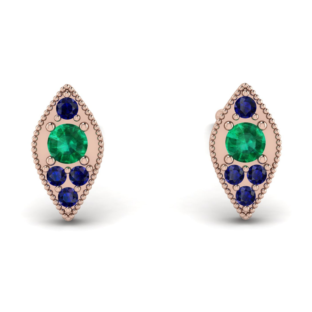 Milgrain Marquise Emerald Earrings - Faye No. 65