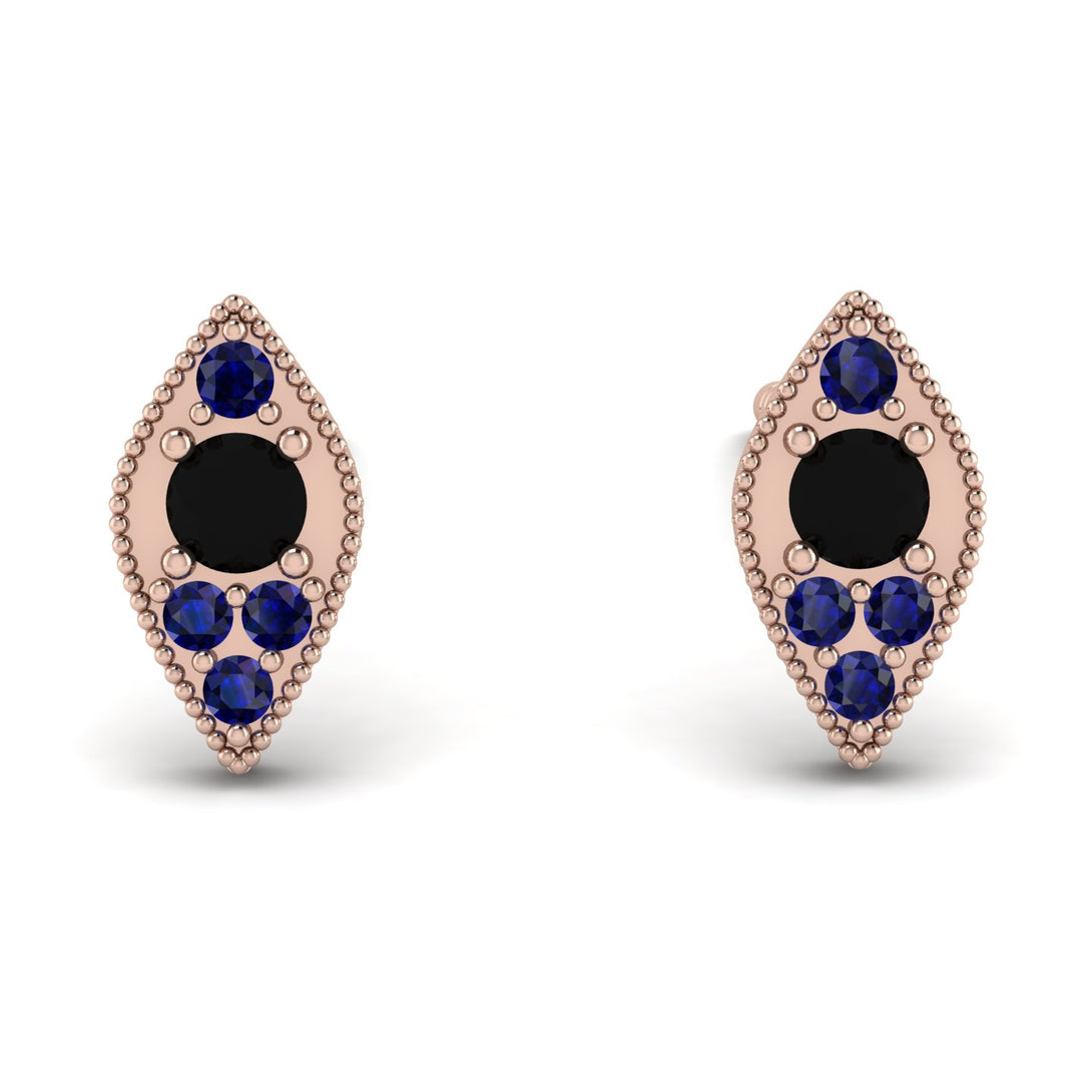 Milgrain Marquise Black Diamond Earrings - Faye No. 68