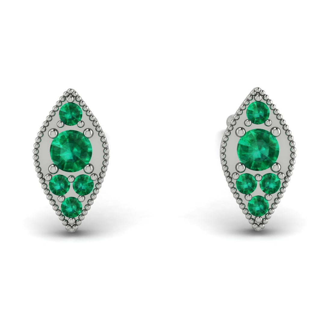 Milgrain Marquise Emerald Earrings - Faye No. 21