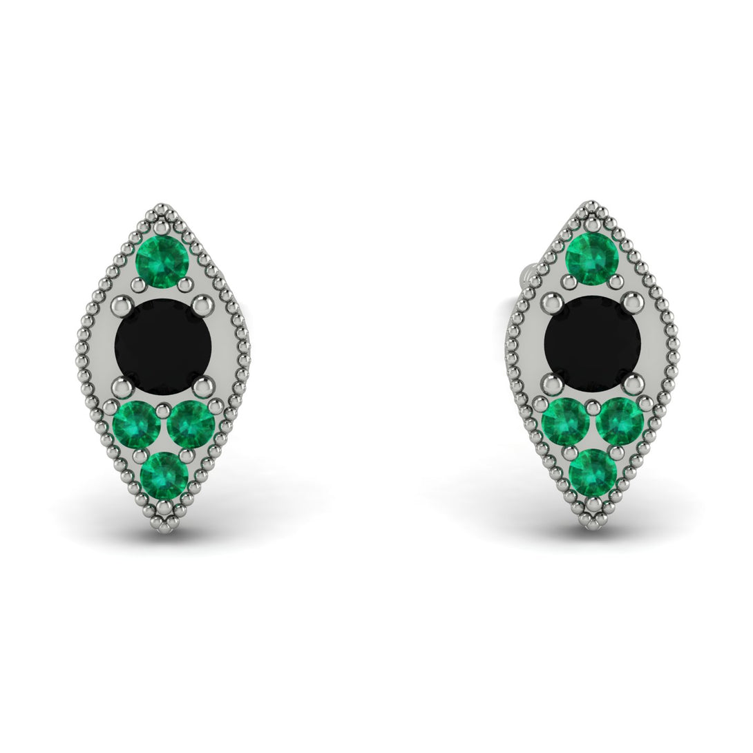Milgrain Marquise Black Diamond Earrings - Faye No. 24