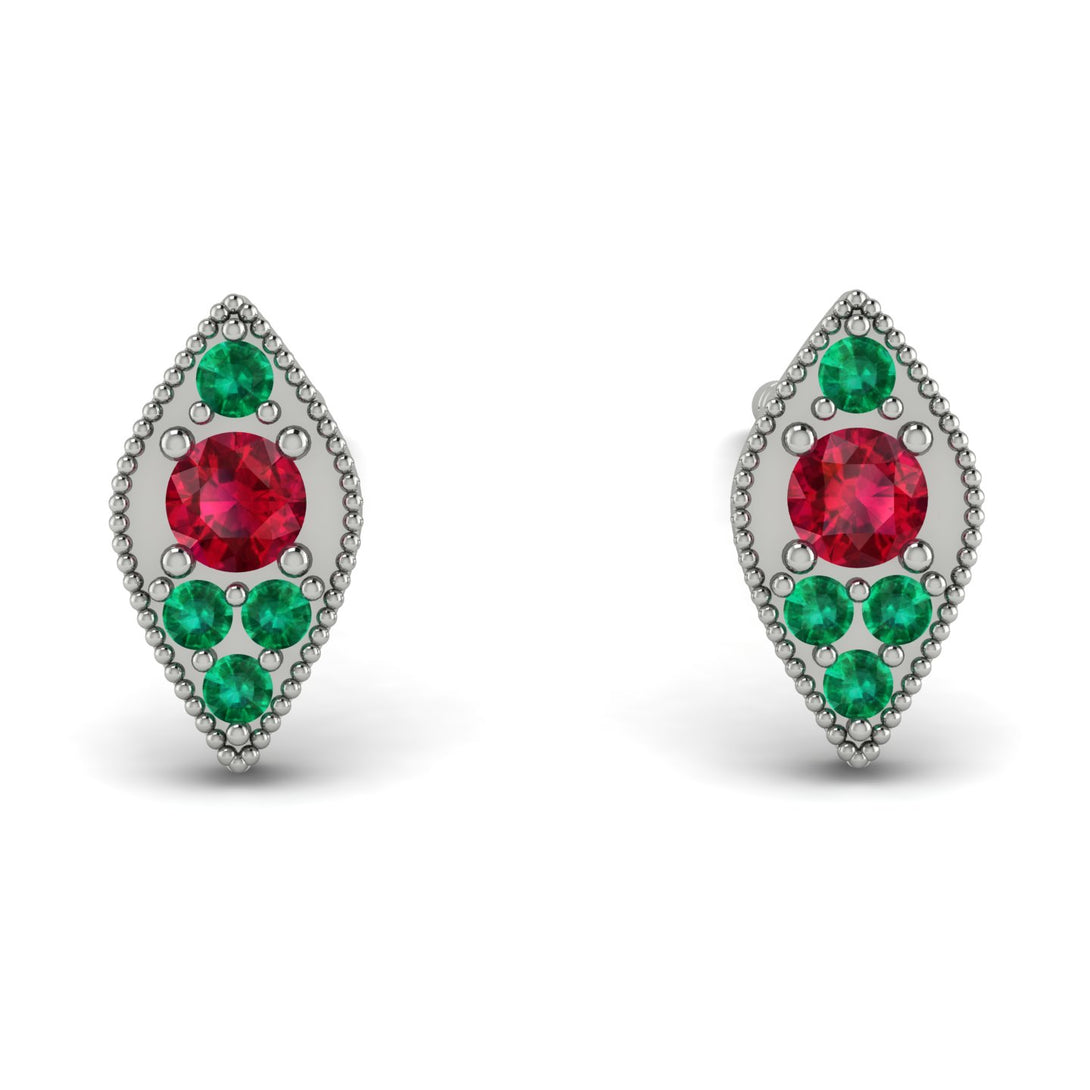 Milgrain Marquise Ruby Earrings - Faye No. 27