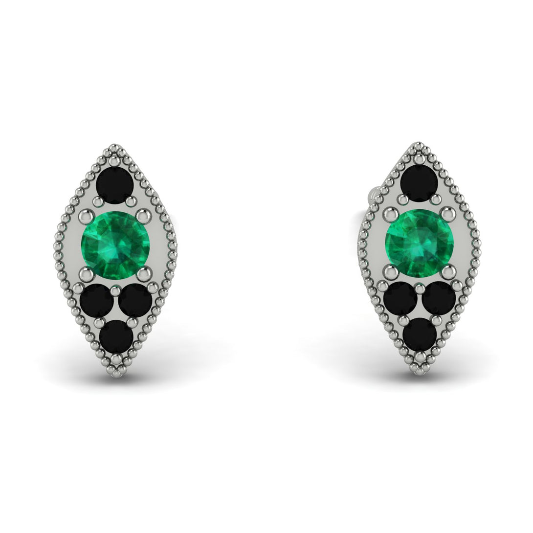 Milgrain Marquise Emerald Earrings - Faye No. 36