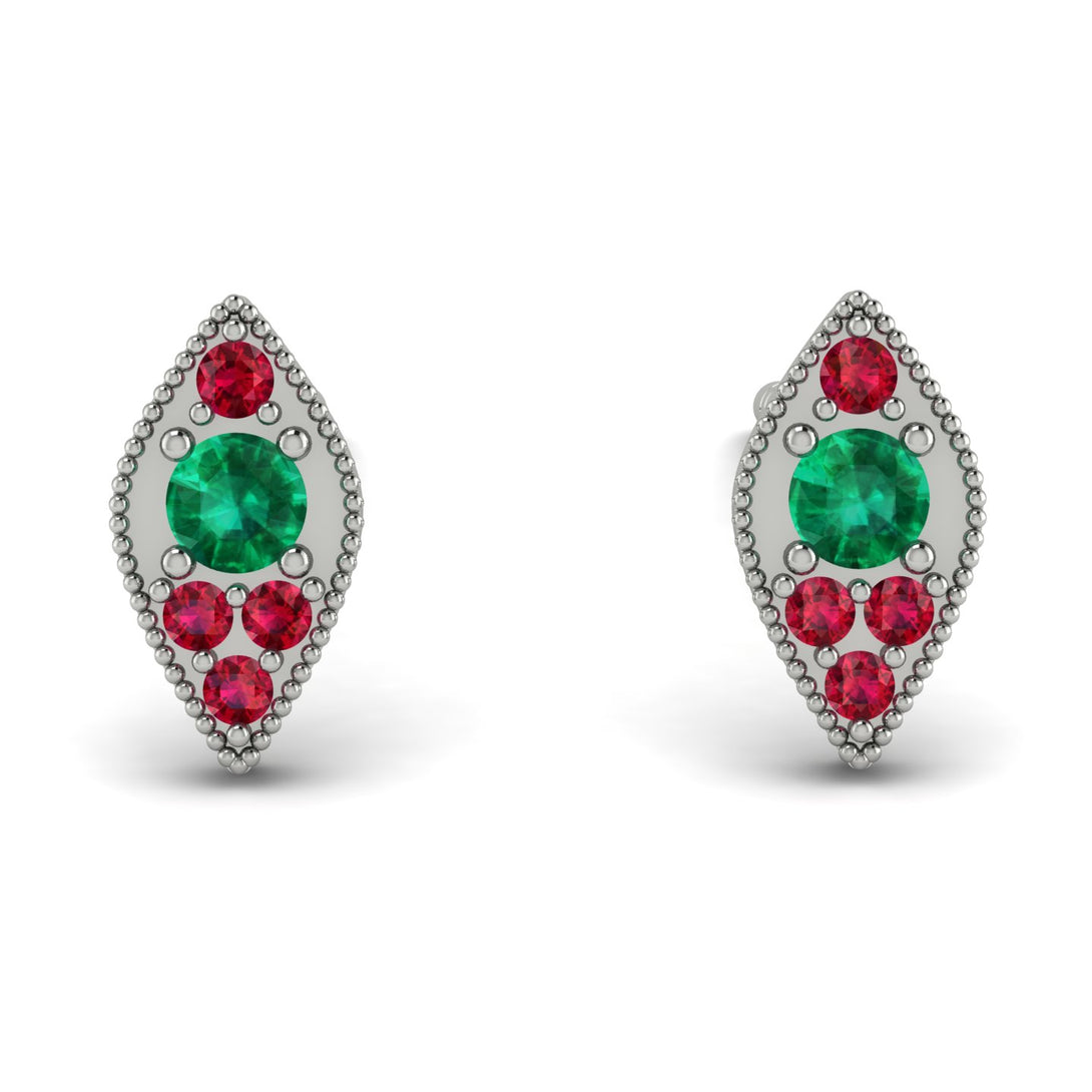 Milgrain Marquise Emerald Earrings - Faye No. 51