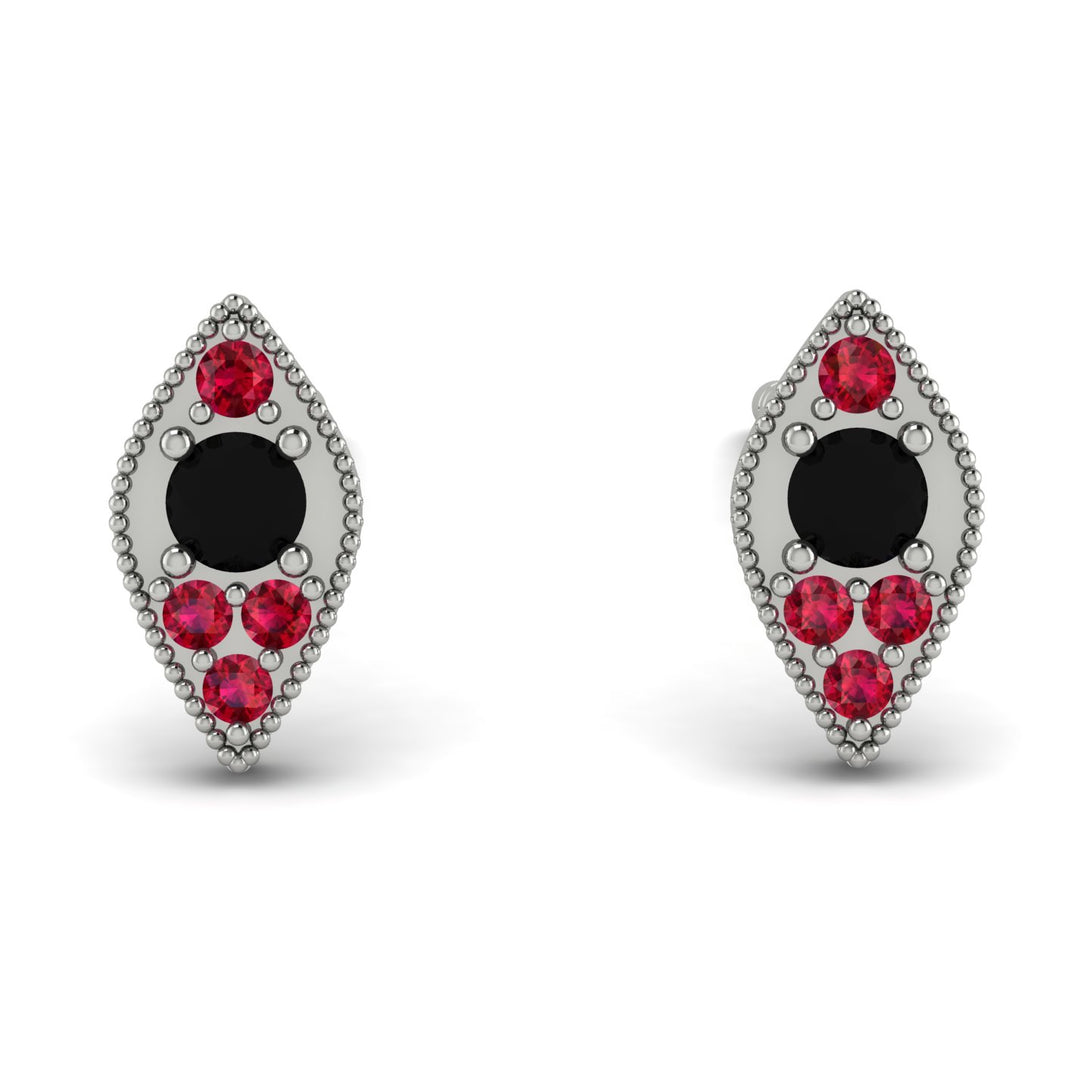 Milgrain Marquise Black Diamond Earrings - Faye No. 54