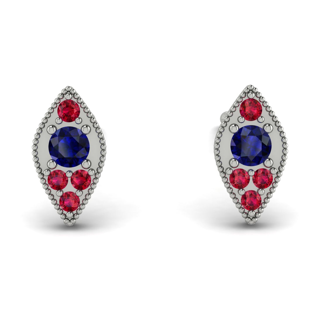 Milgrain Marquise Sapphire Earrings - Faye No. 60