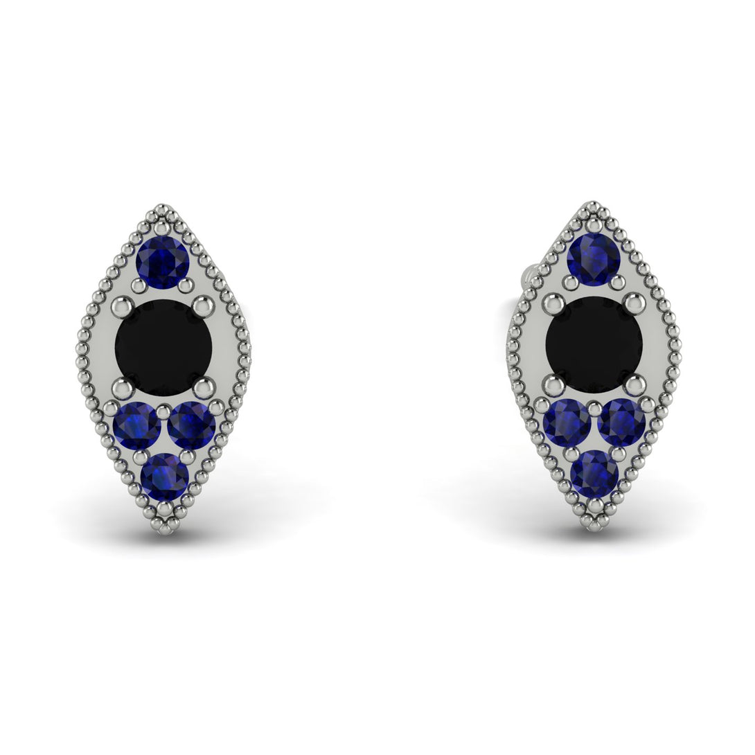 Milgrain Marquise Black Diamond Earrings - Faye No. 69