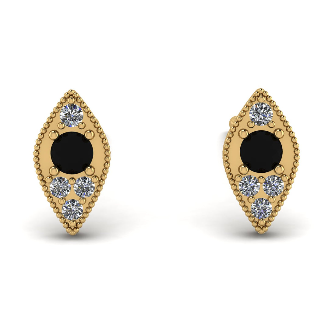 Milgrain Marquise Black Diamond Earrings - Faye No. 7