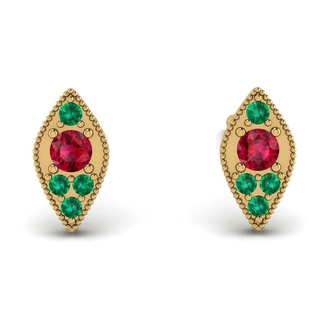 Milgrain Marquise Ruby Earrings - Faye No. 25