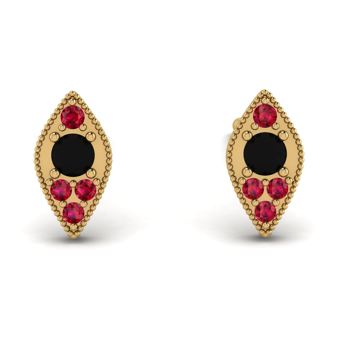 Milgrain Marquise Black Diamond Earrings - Faye No. 52