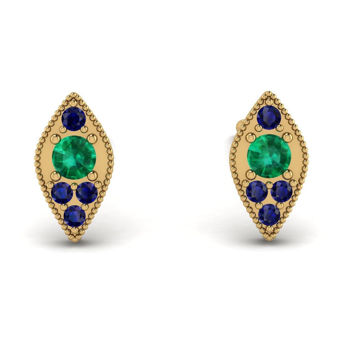 Milgrain Marquise Emerald Earrings - Faye No. 64