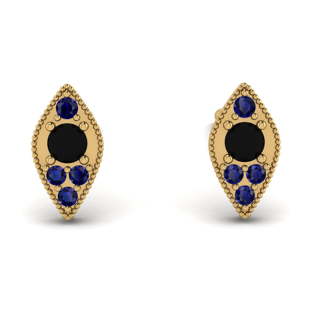 Milgrain Marquise Black Diamond Earrings - Faye No. 67