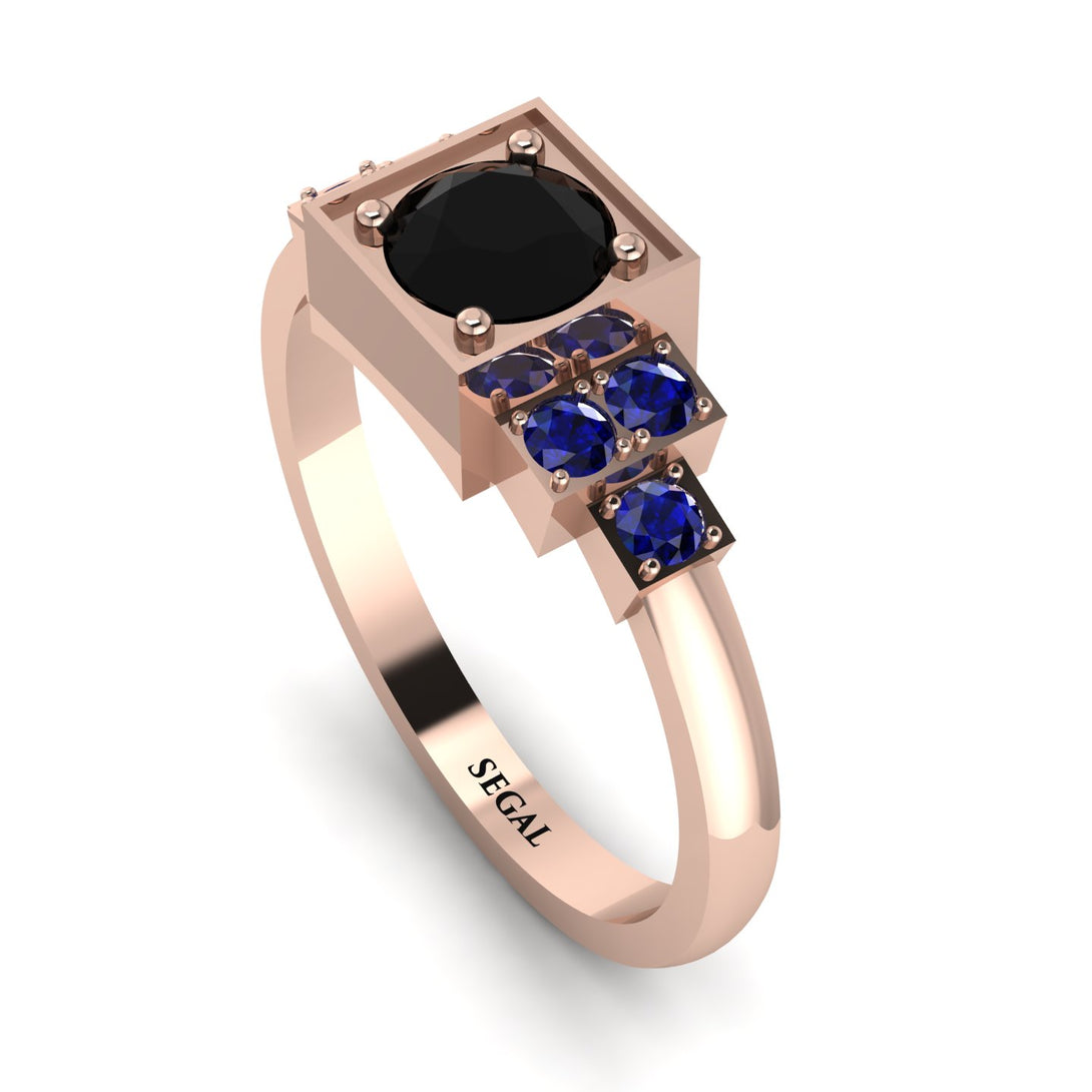 Square Black Diamond Engagement Ring - Samara No. 68