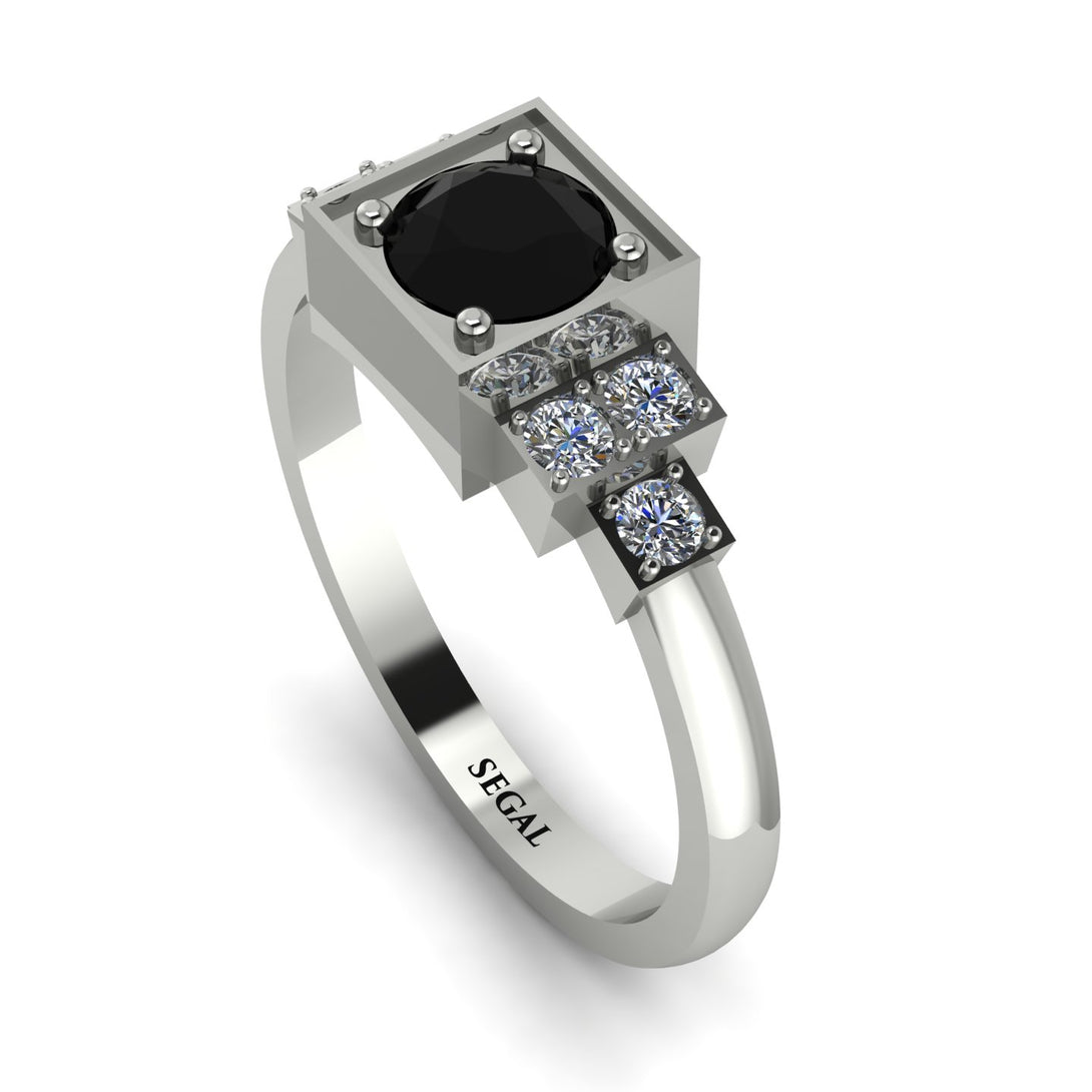 Square Black Diamond Engagement Ring - Samara No. 9
