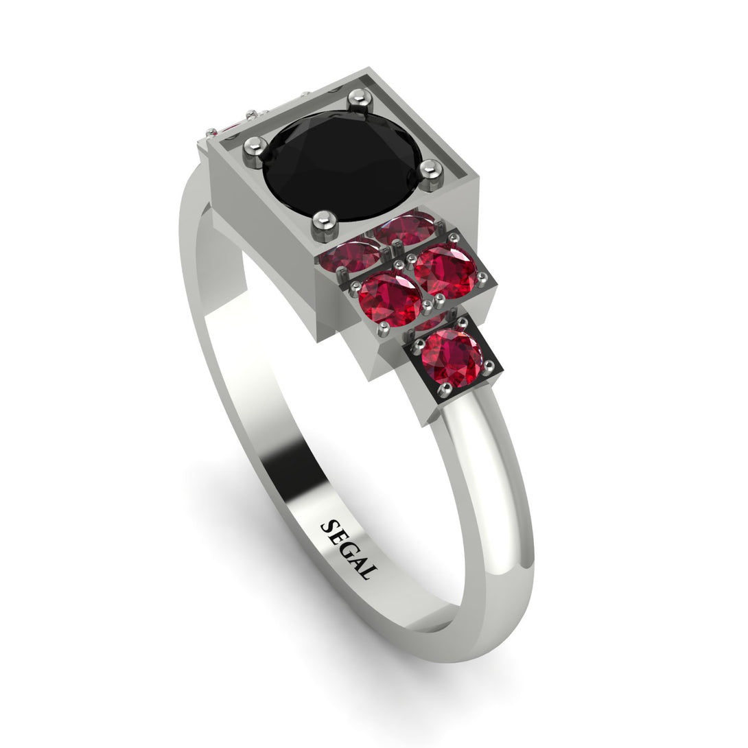 Square Black Diamond Engagement Ring - Samara No. 54