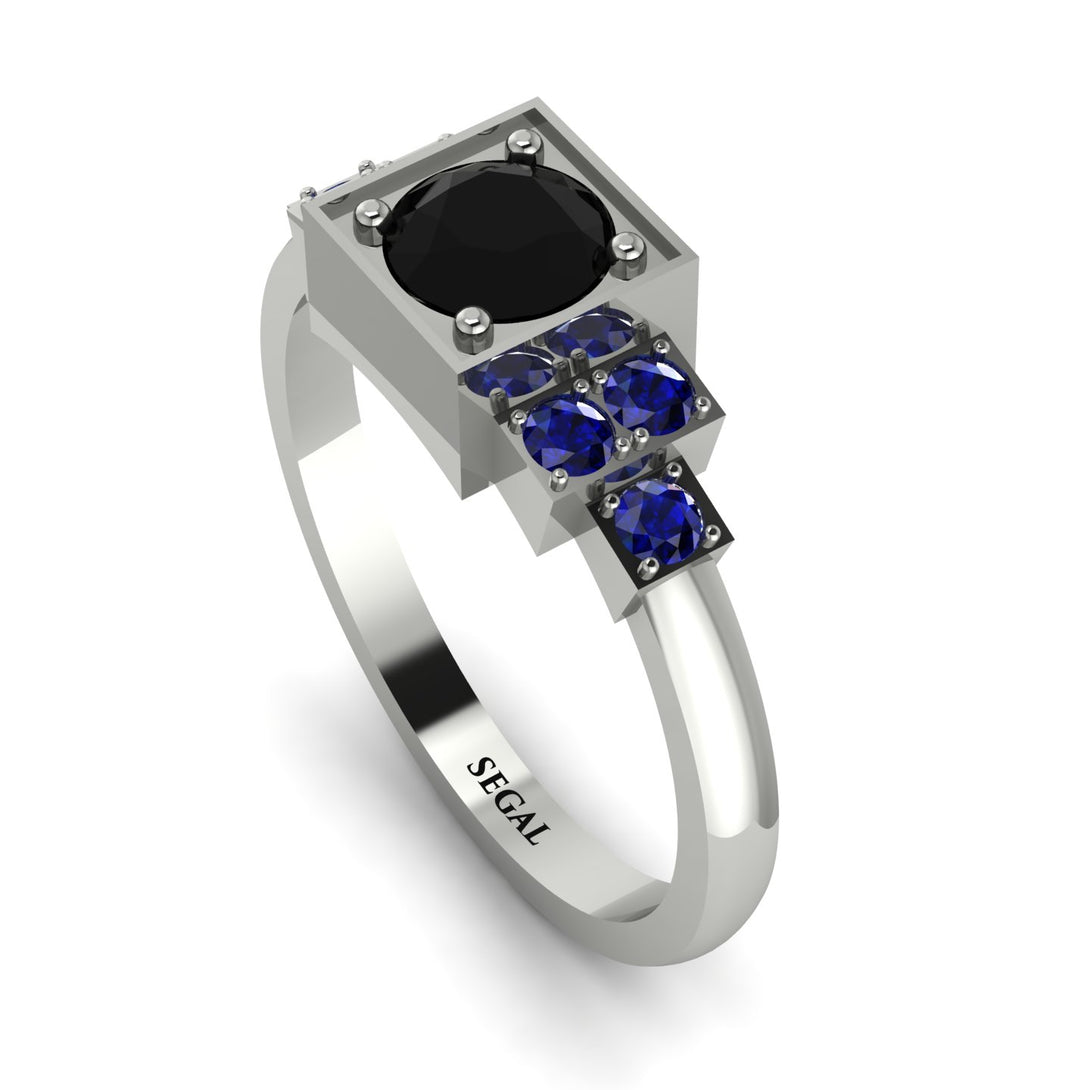 Square Black Diamond Engagement Ring - Samara No. 69