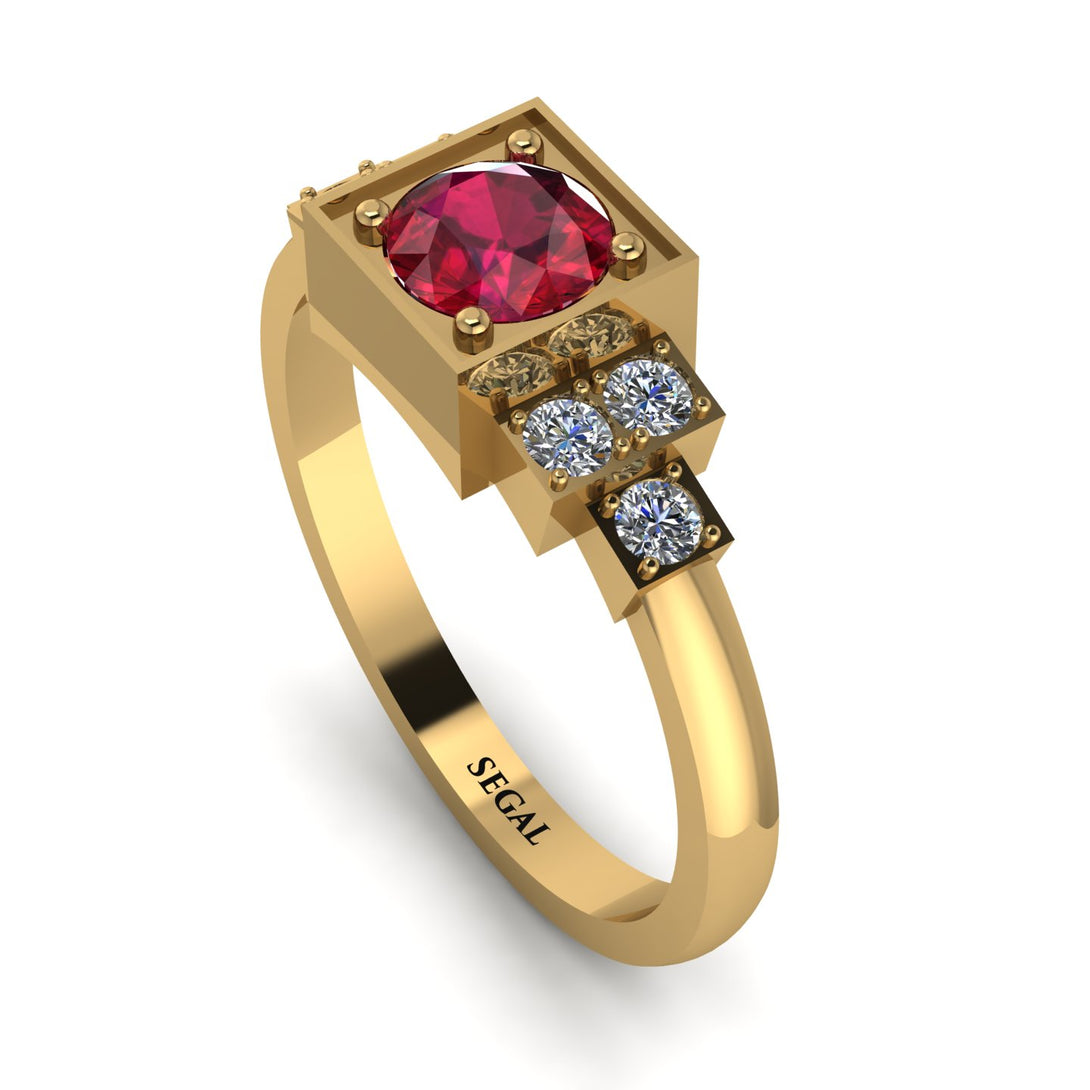 Square Ruby Engagement Ring - Samara No. 10