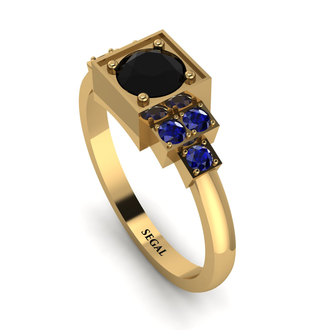 Square Black Diamond Engagement Ring - Samara No. 67