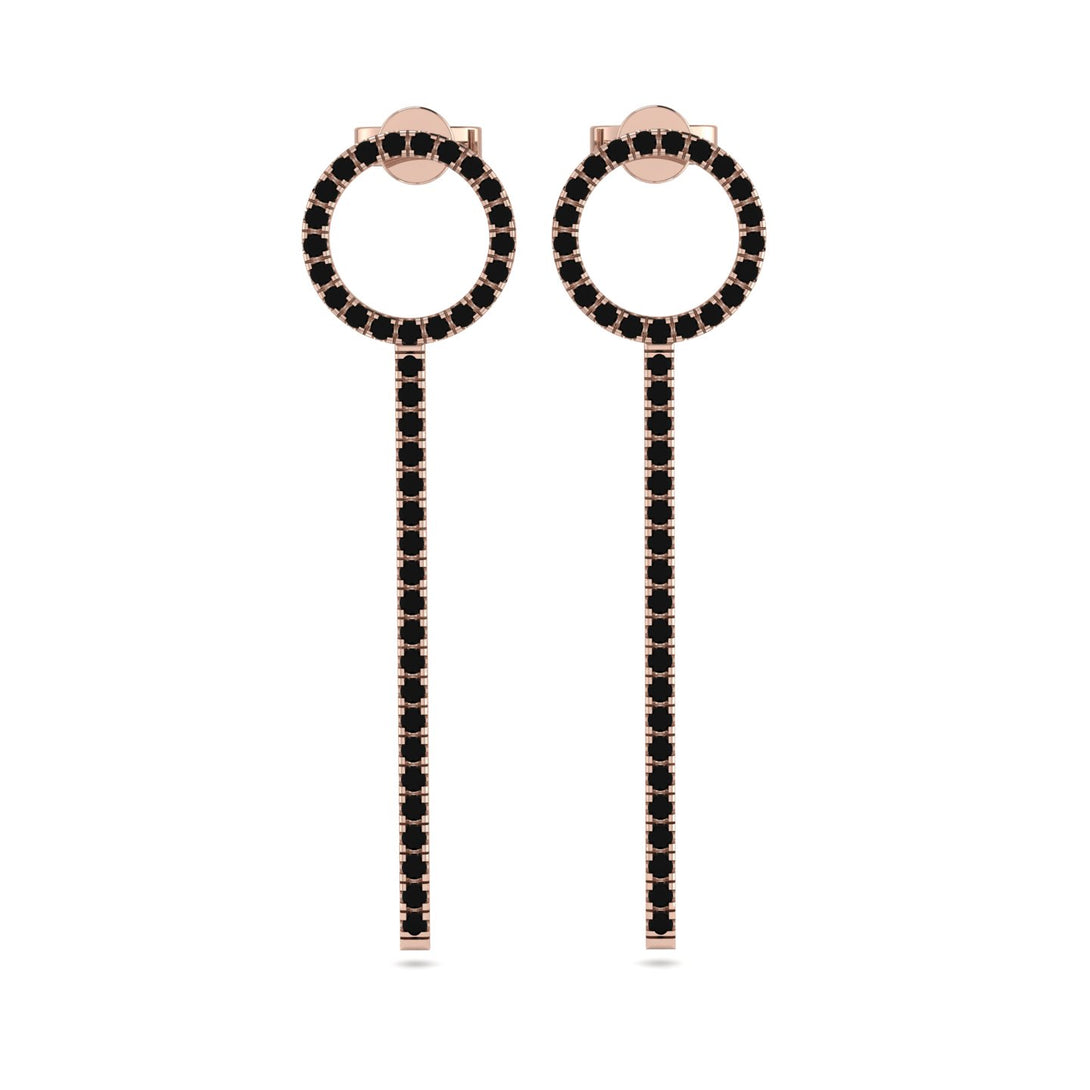 Hanging Circle Black Diamond Earrings - Lilah No. 8