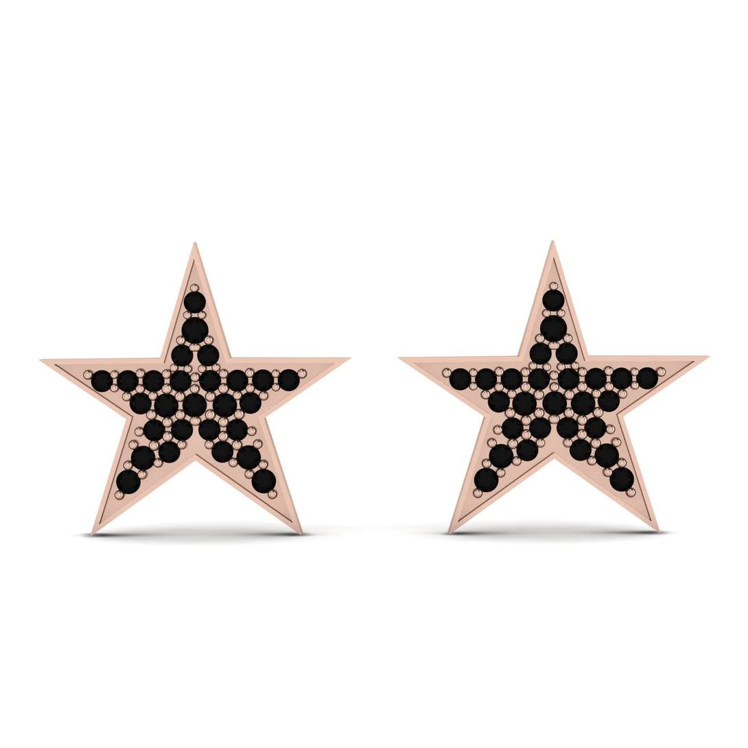 Star Stud Black Diamond Earrings - Star No. 8