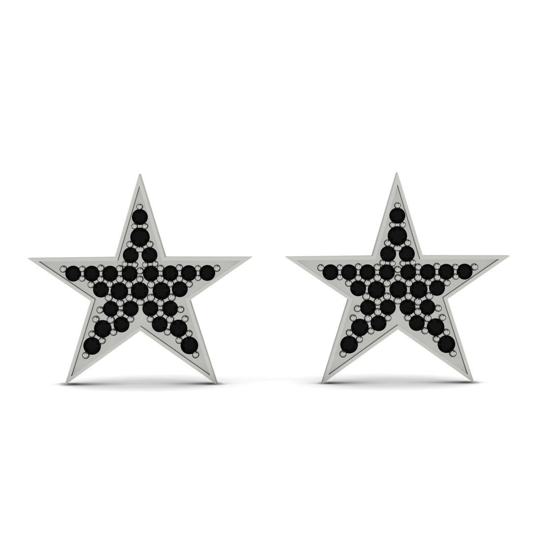 Star Stud Black Diamond Earrings - Star No. 9