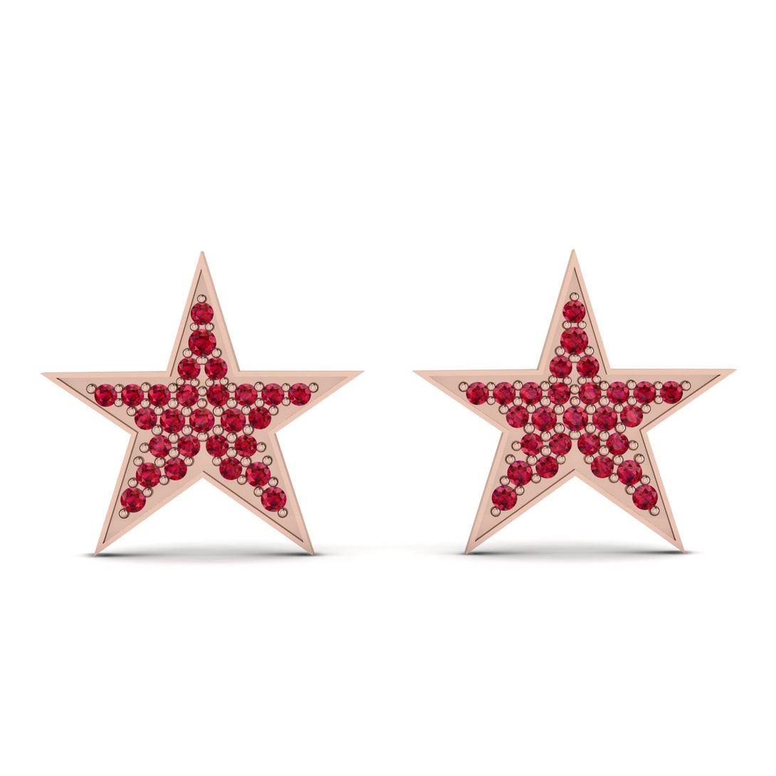 Star Stud Ruby Earrings - Star No. 11