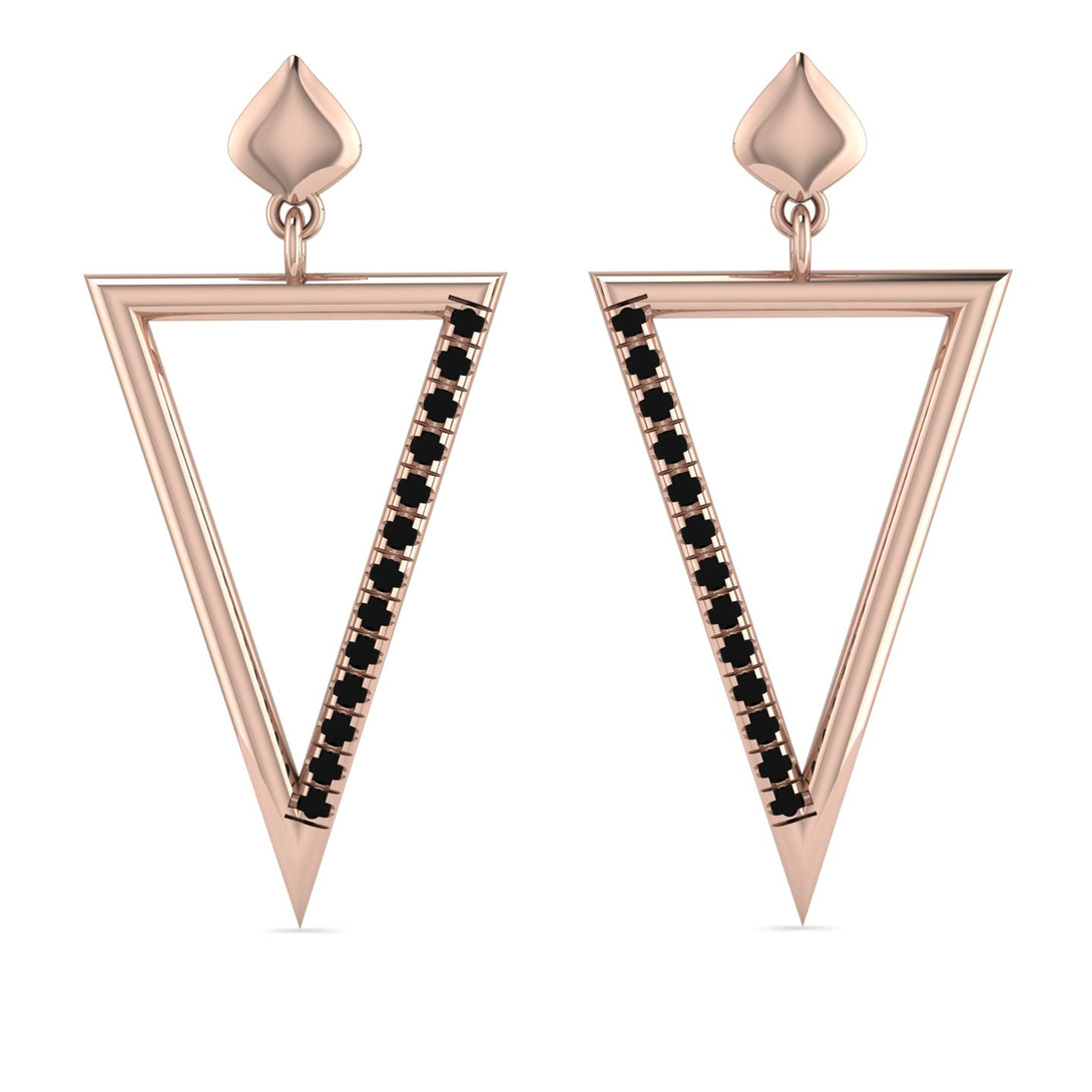 Triangle Black Diamond Stud Earrings - Amiyah No. 8