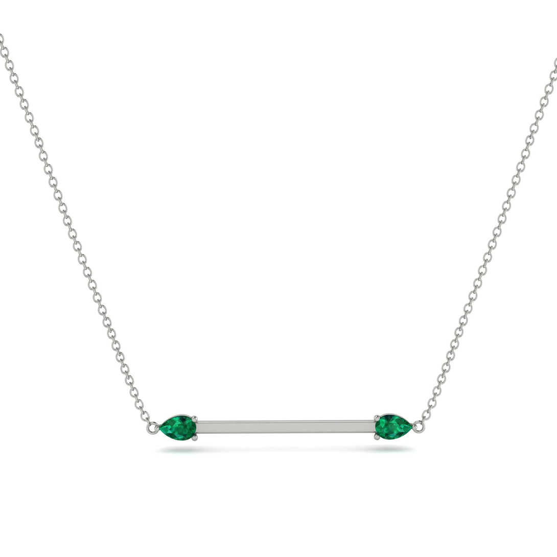 Minimalist Pear Emerald Necklace - Melissa No. 6