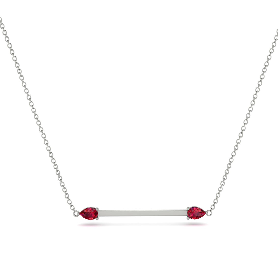 Minimalist Pear Ruby Necklace - Melissa No. 12