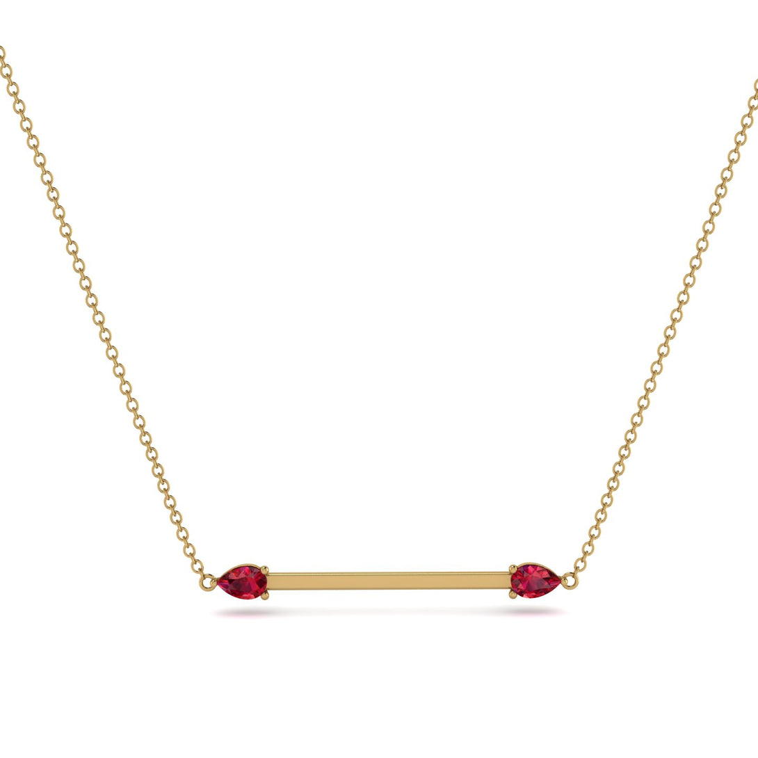 Minimalist Pear Ruby Necklace - Melissa No. 10