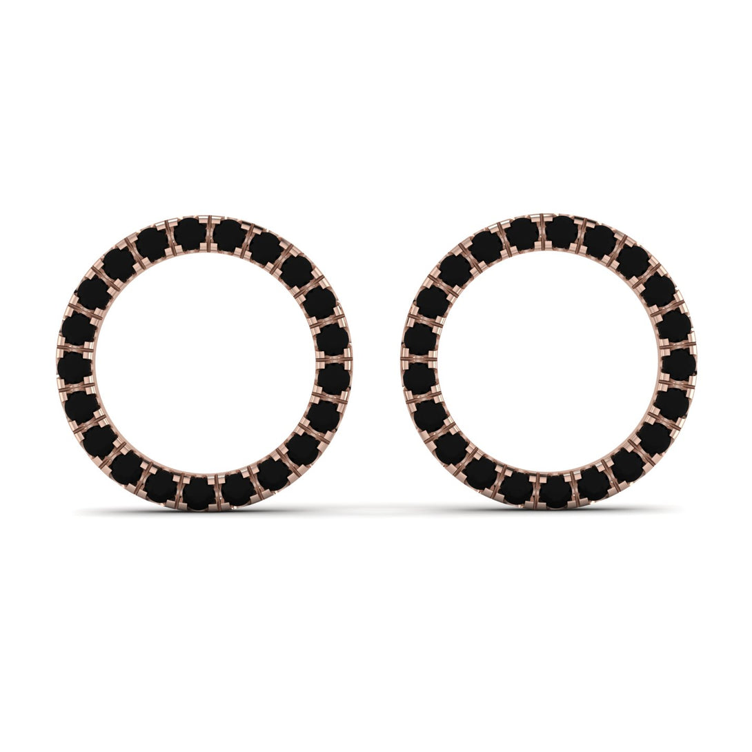 Circle Stud Black Diamond Earring - Lucille No. 8