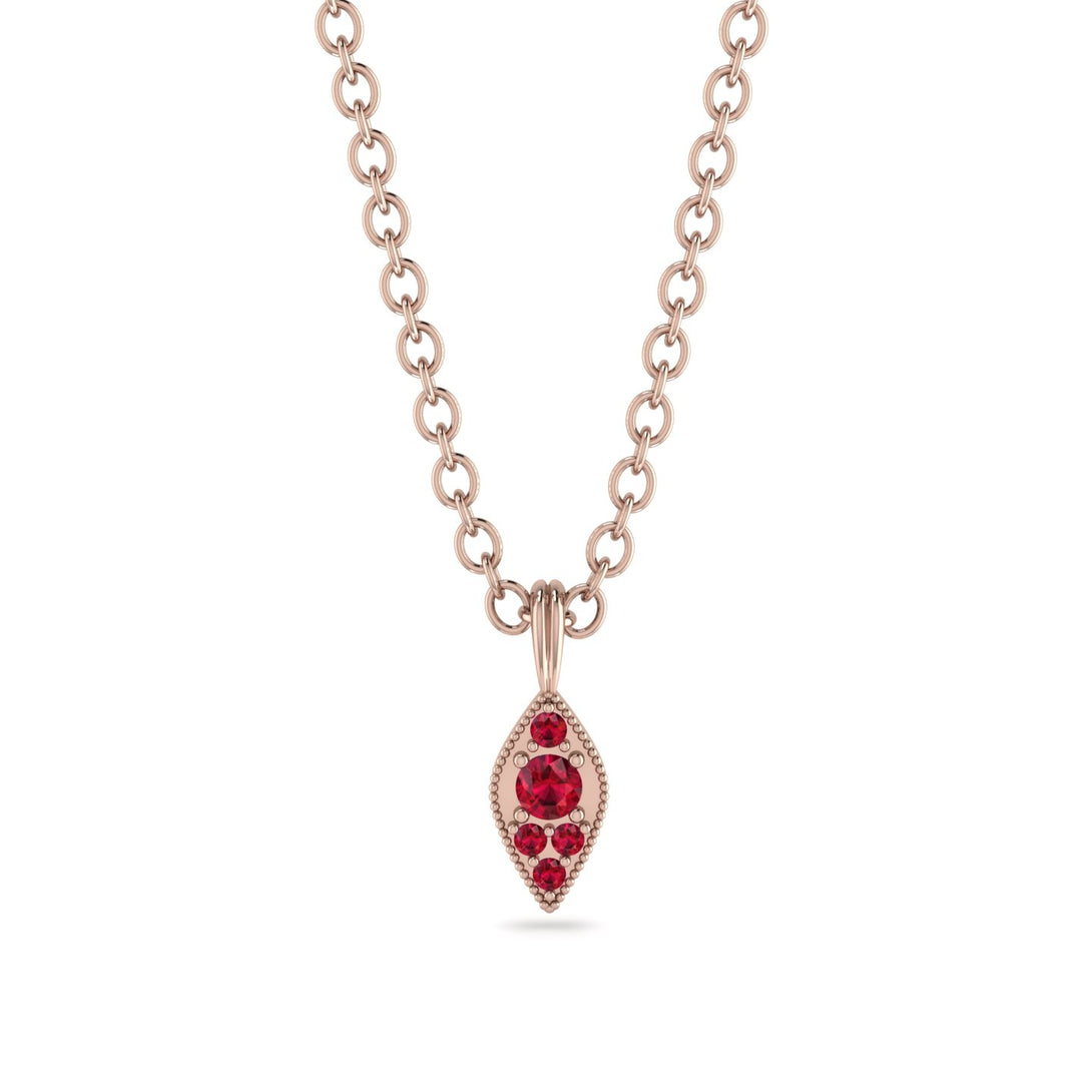 Milgrain Ruby Necklace - Jessie No. 56