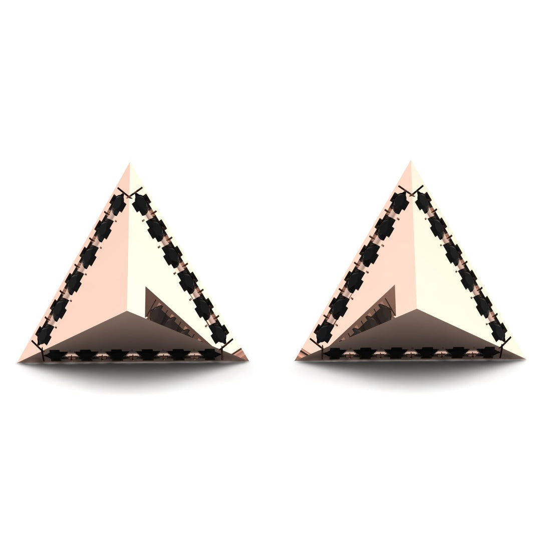 Triangle Black Diamond Earrings Geometrical - Milan No. 8