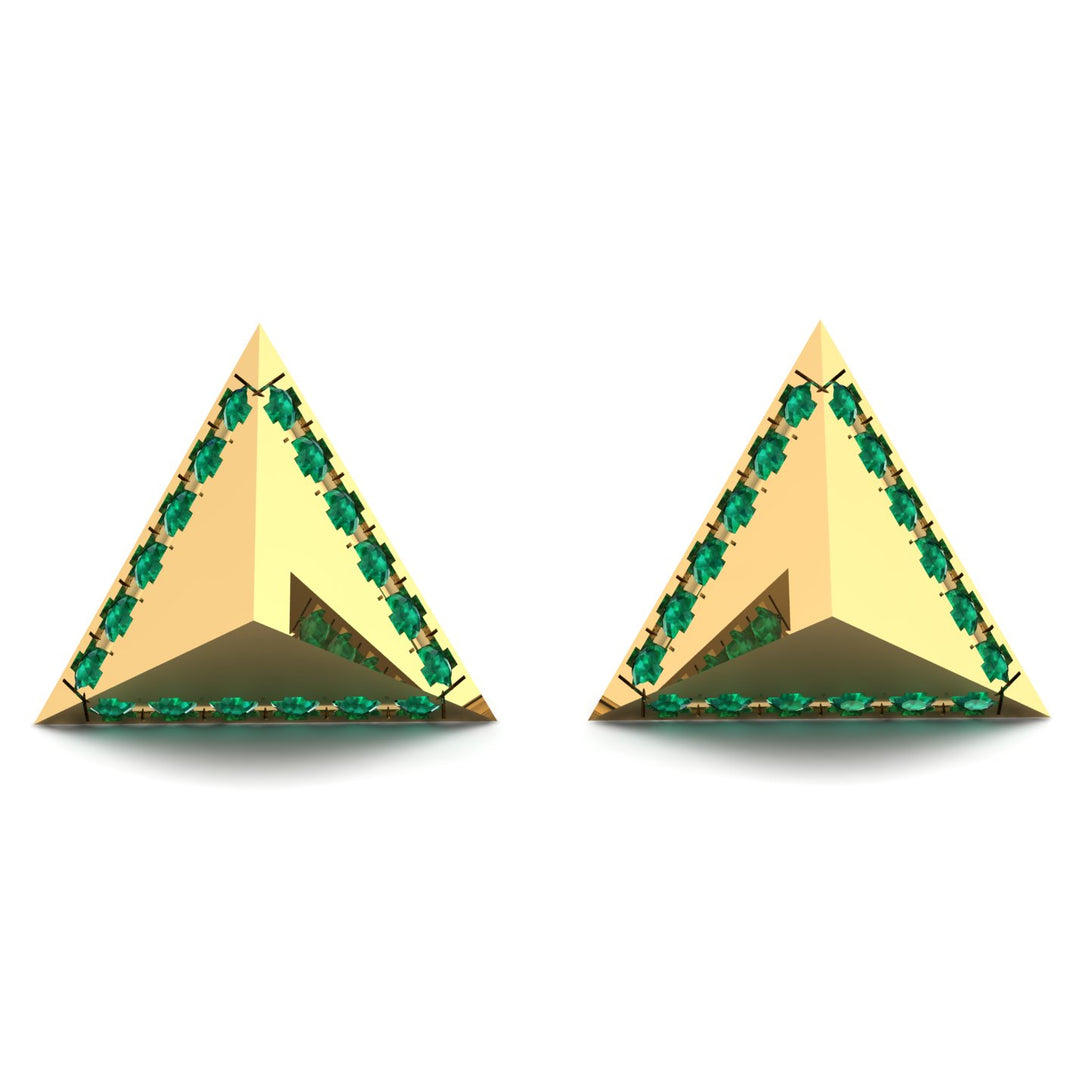 Triangle Emerald Earrings Geometrical - Milan No. 4