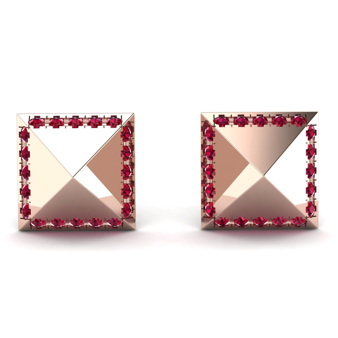 Square Ruby Earrings - Elora No. 11