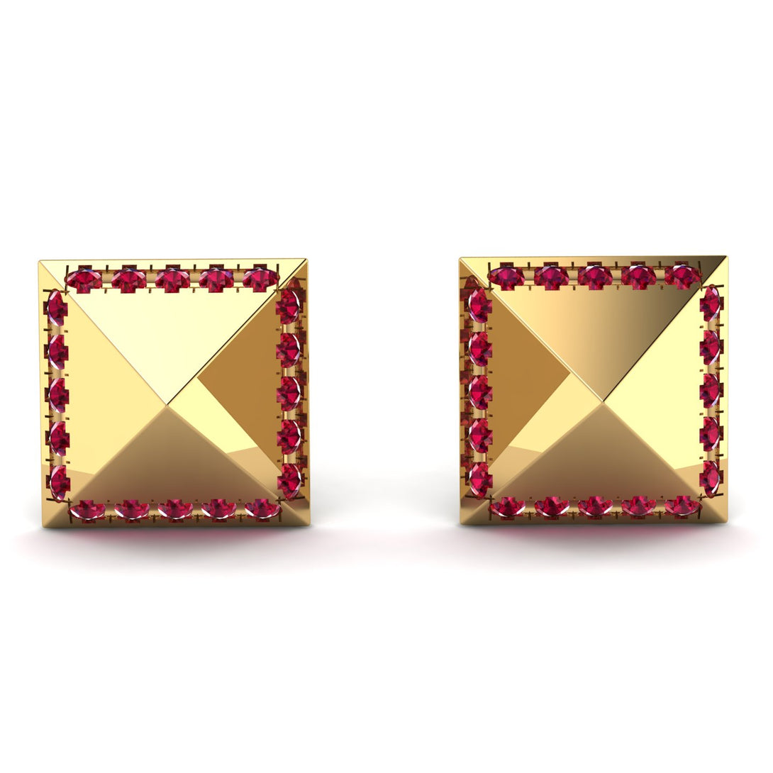 Square Ruby Earrings - Elora No. 10