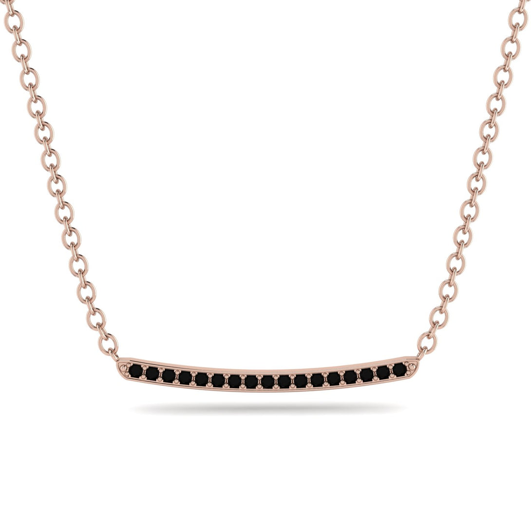 Gold Black Diamond Necklace Bar - Lilyana No. 8