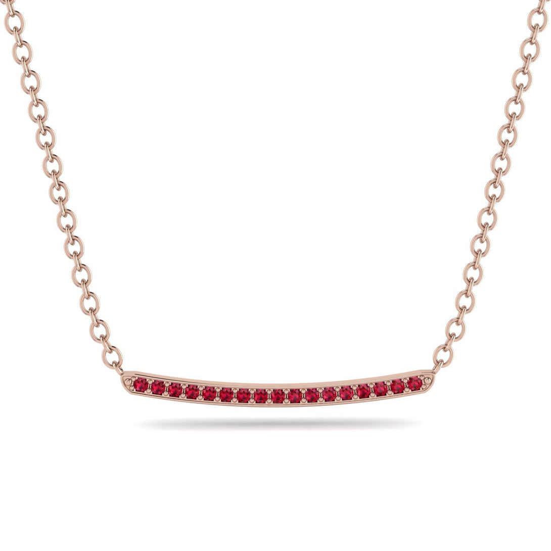 Gold Ruby Necklace Bar - Lilyana No. 11