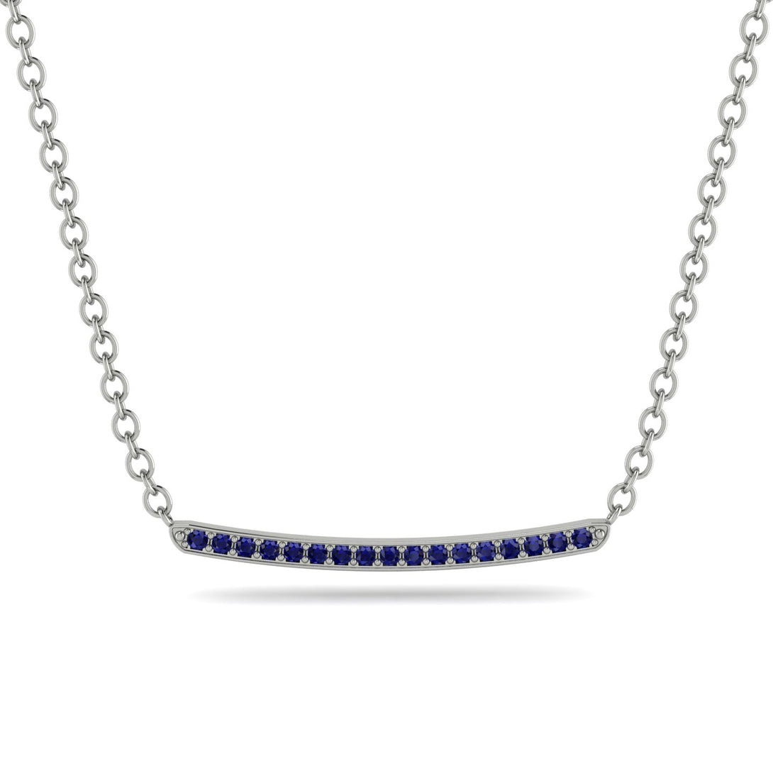 Gold Sapphire Necklace Bar - Lilyana No. 15