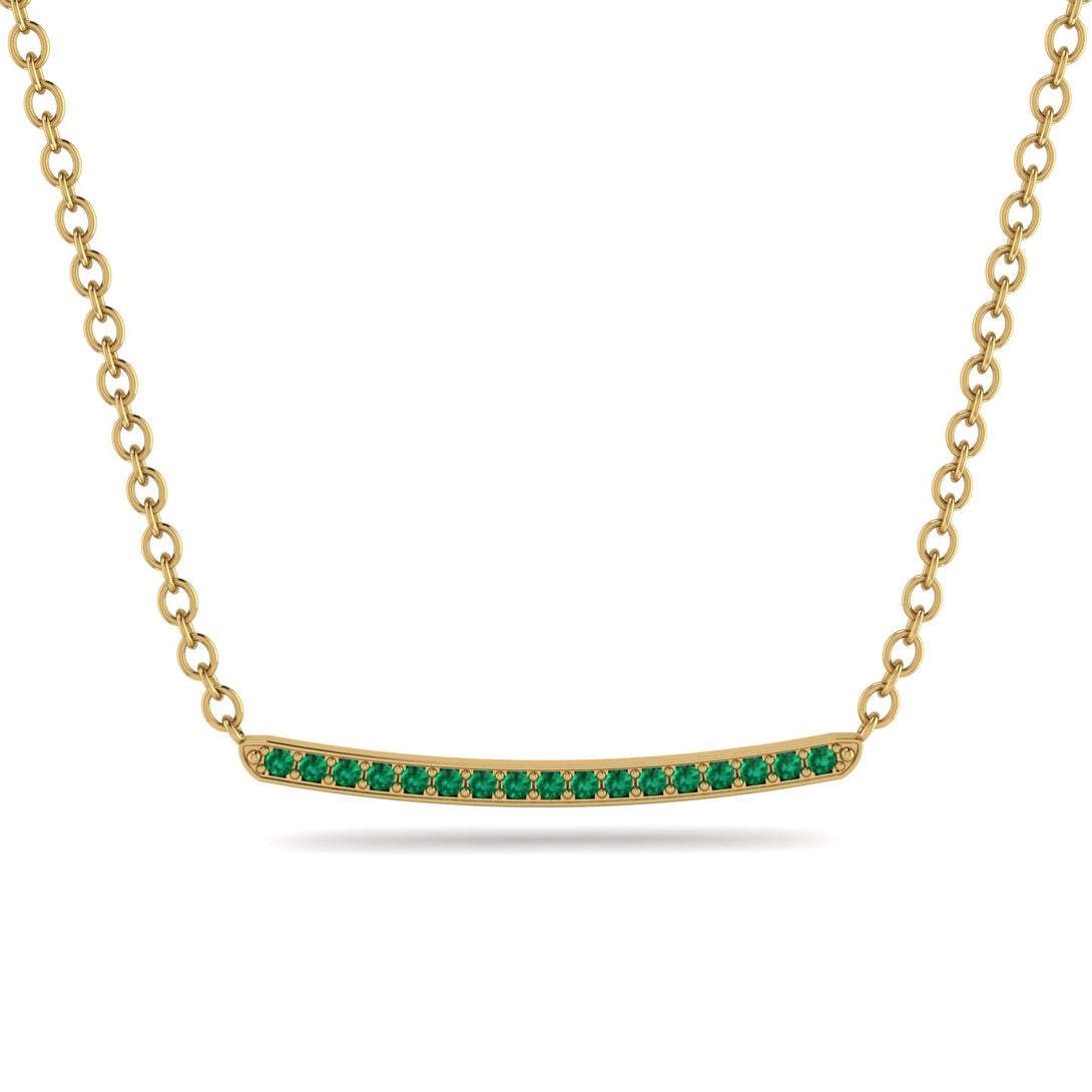 Gold Emerald Necklace Bar - Lilyana No. 4